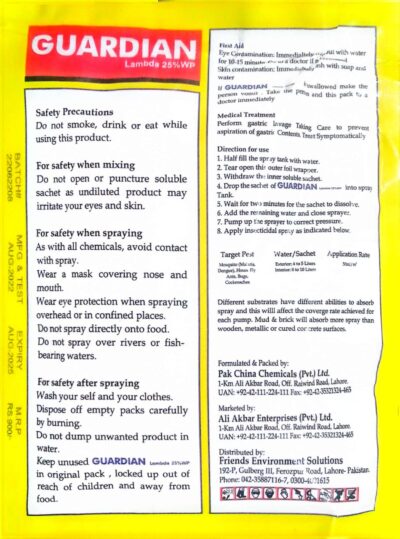 GUARDIAN LAMBDA 25% WP – High-Strength Lambda-Cyhalothrin Insecticide for Indoor/Outdoor  & Urban Pest Management - Image 4