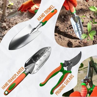 GardenWerx Gardening Hand Tool Set, 10 Pack Stainless Steel Kit with Tote Bag, Planting Accessories, and Lawn Care Tools - for Men and Women Gardeners - for Outdoor Garden Works and Yard Planting by GardenWerx - Image 4