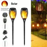 Solar Flame Torch Lights – Flickering LED, IP65 Waterproof, Auto On/Off, Warm Outdoor Lighting for Garden & Pathways