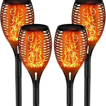 Solar Flame Torch Lights – Flickering LED, IP65 Waterproof, Auto On/Off, Warm Outdoor Lighting for Garden & Pathways