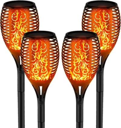 Solar Flame Torch Lights – Flickering LED, IP65 Waterproof, Auto On/Off, Warm Outdoor Lighting for Garden & Pathways