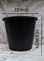 Black Plastic Pot – 12 x 11.5 Inch (Round, Single Piece) - Image 2