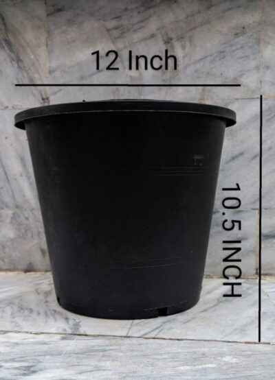 Black Plastic Pot – 12 x 11.5 Inch (Round, Single Piece) - Image 2
