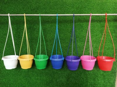 Beautiful Hanging Pots Mix Colors – 8 Attractive Plastic Hanging Planters for Home & Garden - Image 6