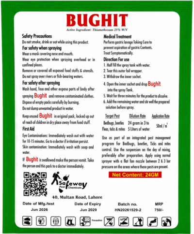 BUGHIT Thiamethoxam 25% W/V Insecticide 24 Gram Sachet – Effective Control for Bed Bugs, Beetles, Flies & Public Health Pests - Image 2