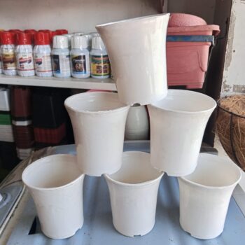 5 Pcs White Ceramic Look Plastic Pots