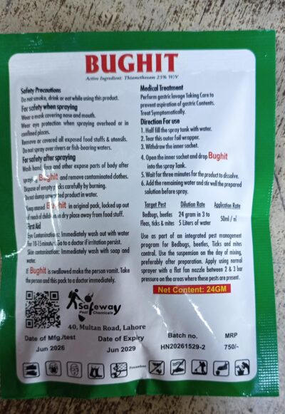 BUGHIT Thiamethoxam 25% W/V Insecticide 24 Gram Sachet – Effective Control for Bed Bugs, Beetles, Flies & Public Health Pests - Image 4