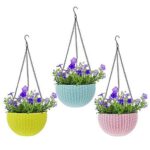 Premium Hanging Basket Deal Pack of 5 Mix Colors Plastic Hanging Pots with Steel Chain | Save 300 Rupees - Image 2