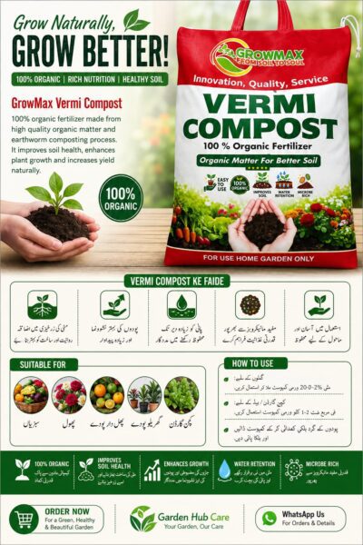 Growmax Vermi Compost 5kg – 100% Organic Fertilizer for Plants, Vegetables, Flowers & Home Garden Soil Conditioner - Image 3